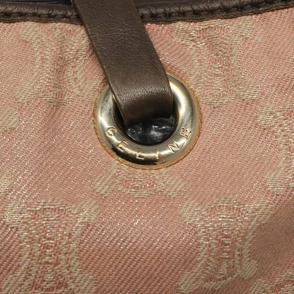 CELINE Paris Macadam Canvas Tote Bag Pink Brown gold Auth hk2071 - Picture 10 of 16